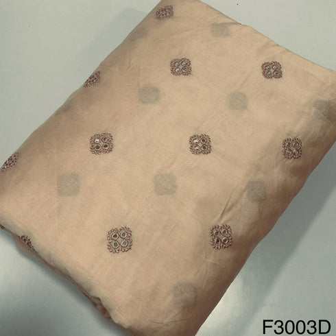 Thread Mirror Work Cotton Silk Fabric-F3003